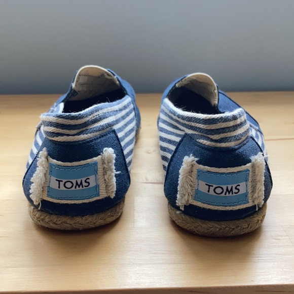 TOMS navy stripped rope espadrille slip on shoes - Picture 8 of 11